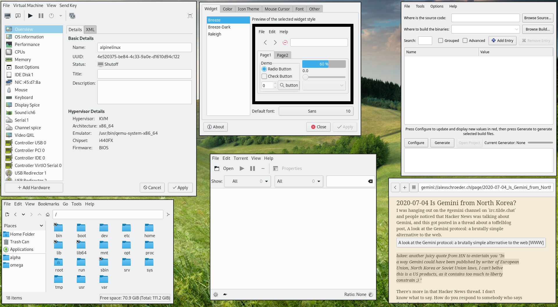 GTK and Qt applications with the same theme. You almost can't tell the difference.